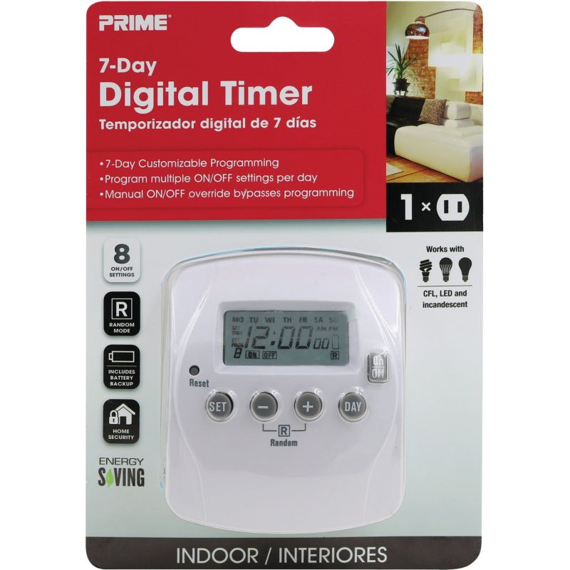 Prime Indoor Digital Timer White, 15