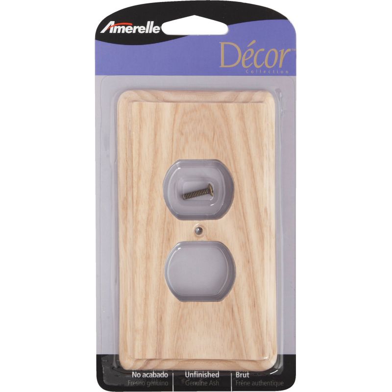 Amerelle Wood Outlet Wall Plate Unfinished Ash