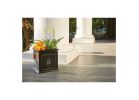 Southern Patio CMX-042426 Planter, 16 in H, 16 in W, 16 in D, Square, Floral Medallions Design, Ceramic/Resin Composite Large, Black