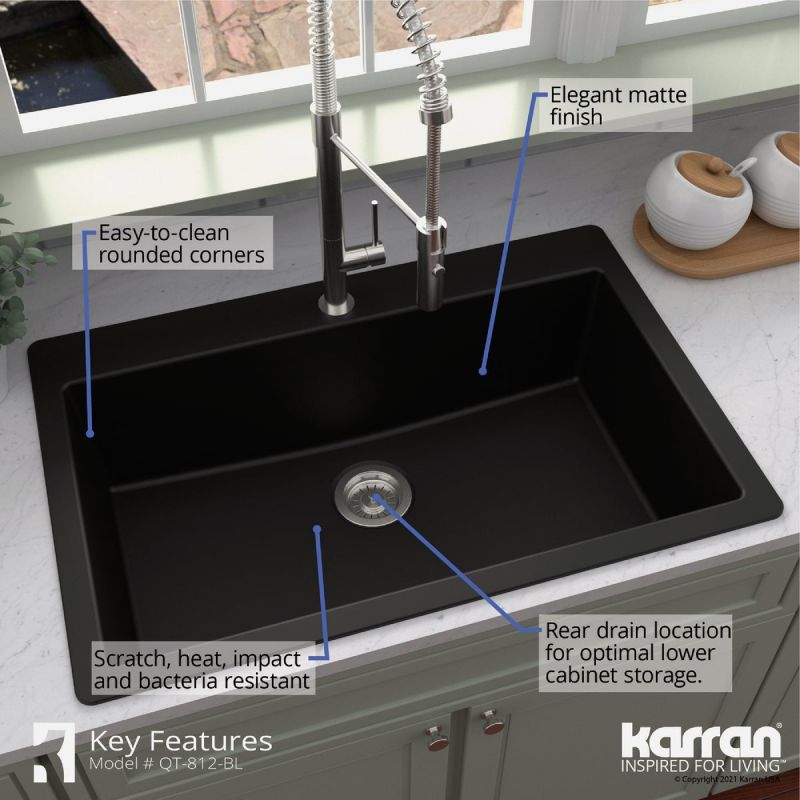 Karran Kitchen Sink 33 In. X 22 In., Black
