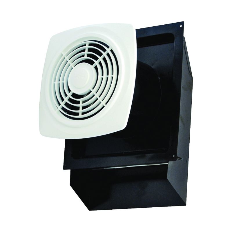 Air King Through the Wall EWF-180 Exhaust Fan, 4-5/8 to 9-1/2 in L, 11-11/16 in W, 0.8 A, 120 V, 1-Speed, Steel White