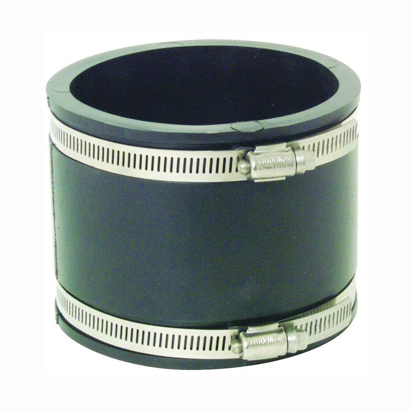 Fernco P1056-44 Flexible Coupling, 4 in, PVC, Black, 4.3 psi Pressure Black
