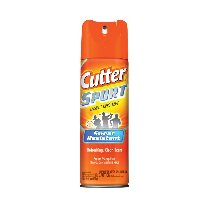 Cutter SPORT HG-96253 Insect Repellent, 6 oz Aerosol Can, Liquid, Light Yellow/Water White, Ethanol Light Yellow/Water White