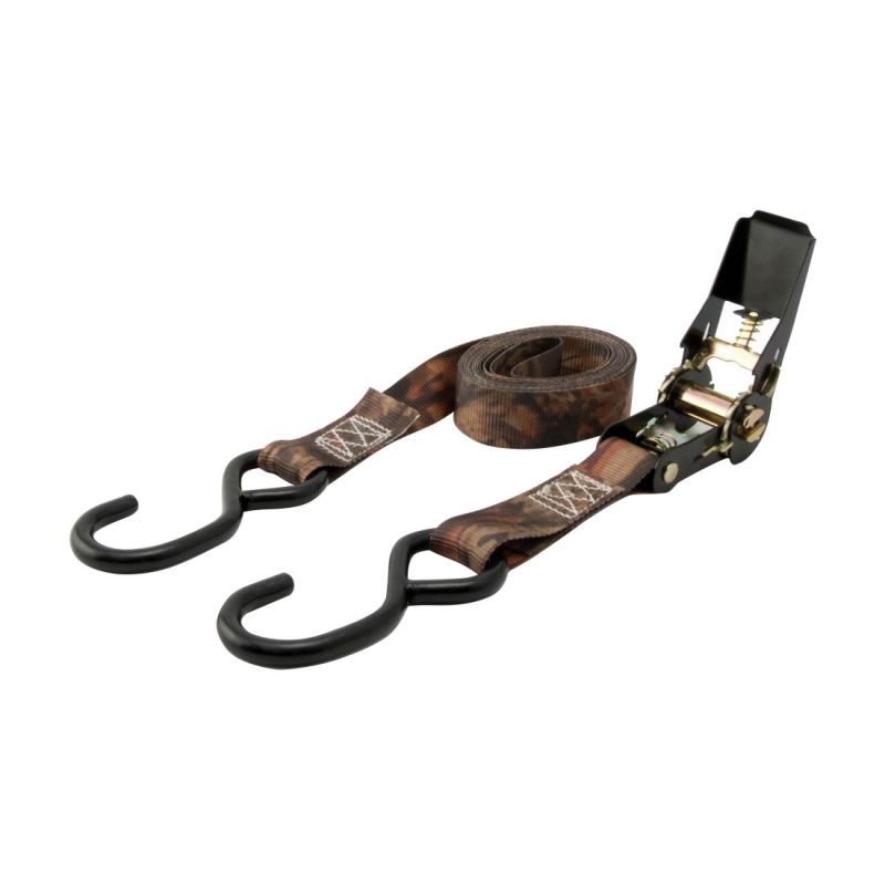 Erickson 01419 Tie-Down Strap, 1 in W, 10 ft L, Camo, 900 lb Working Load, S-Hook End Camo