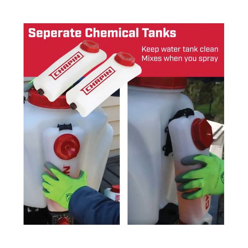 CHAPIN 63950 Backpack Sprayer, 4 gal Tank, Polyethylene Tank, 48 in L Hose, Adjustable Nozzle 4 Gal