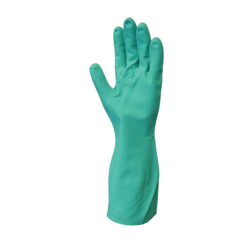 Showa 730-07.RT Work Gloves, Unisex, S, 33 cm L, Gauntlet Cuff, Nitrile, Green S, Green