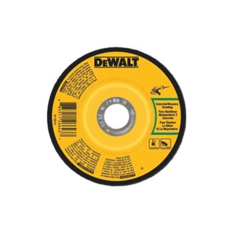 DeWALT DWA4514CH Grinding Wheel, 7 in Dia, 1/4 in Thick, 5/8-11 in Arbor, 24 Grit, Extra Coarse Black/Yellow