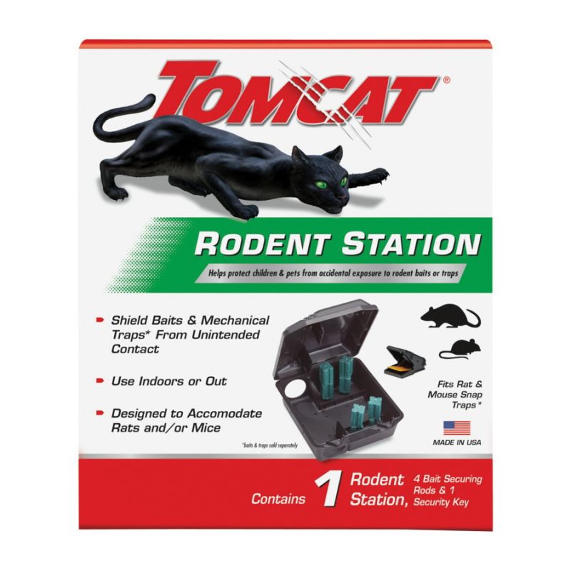 Tomcat 0363410 Rodent Station, 9.88 in L, 8.5 in W, 4-1/2 in H, Plastic, Black Black