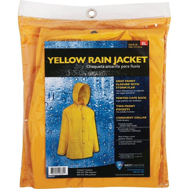West Chester 2-Piece Raincoat With Hood XL, Yellow, Raincoat