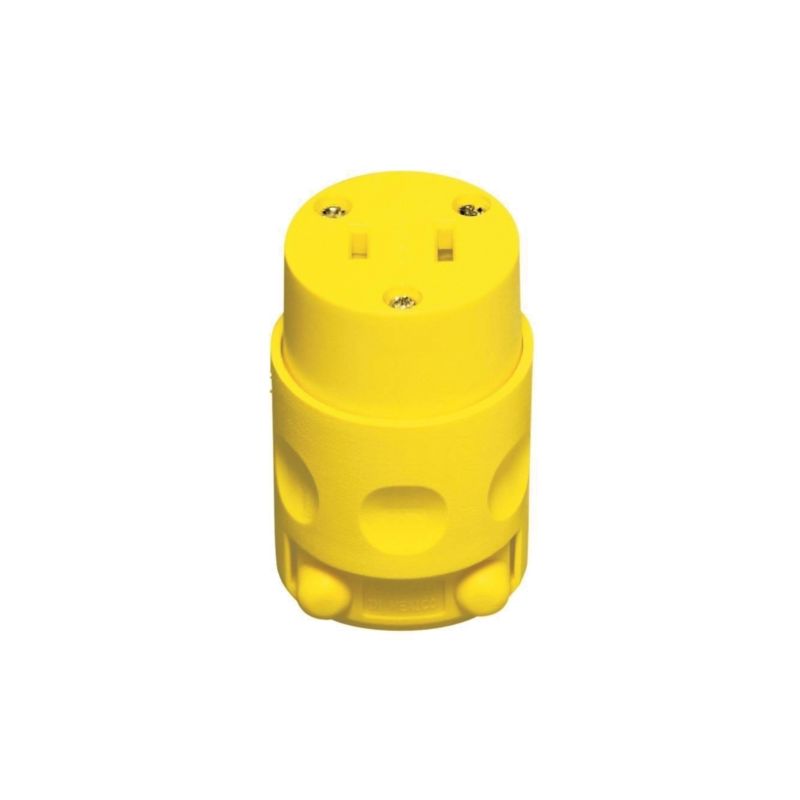 Leviton 000-115CV-000 Cord Connector, 2 -Pole, 15 A, 125 V, NEMA: NEMA 1-15, Yellow Yellow