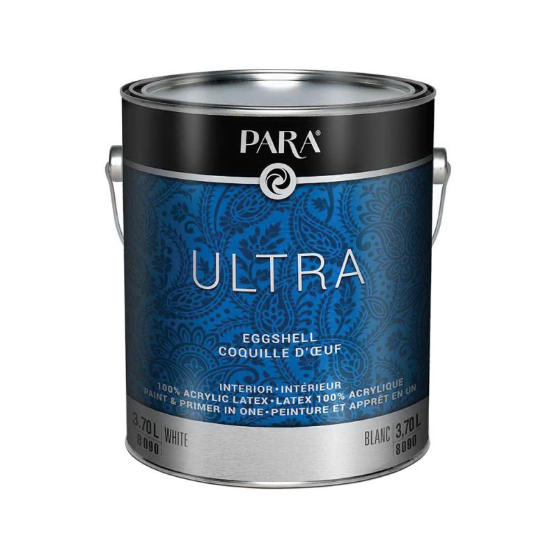 Para Ultra Series 8090-16 Interior Paint, Solvent, Water, Eggshell, White, 1 gal, 420 to 480 sq-ft Coverage Area White
