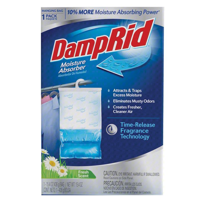DampRid FG80FSSB Hanging Moisture Absorber, 15.4 oz Box, Solid, Odorless, Fresh Scent White