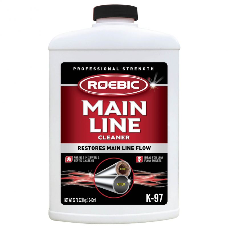 Roebic K-97 Main Line Cleaner, 1 qt, Liquid, Clear Clear