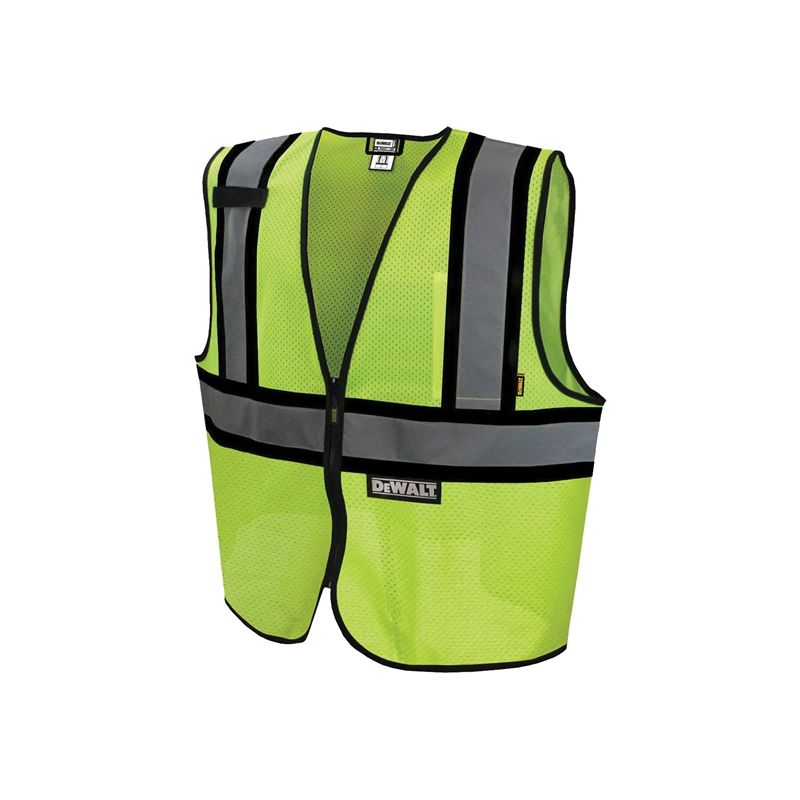 DeWALT DSV221-XL Economical Safety Vest, XL, Polyester, Green, Zipper Closure XL, Green