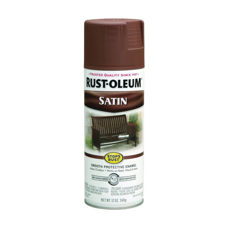 Rust-Oleum 7774830 Rust Preventative Spray Paint, Low Satin, Chestnut, 12 oz, Can Chestnut