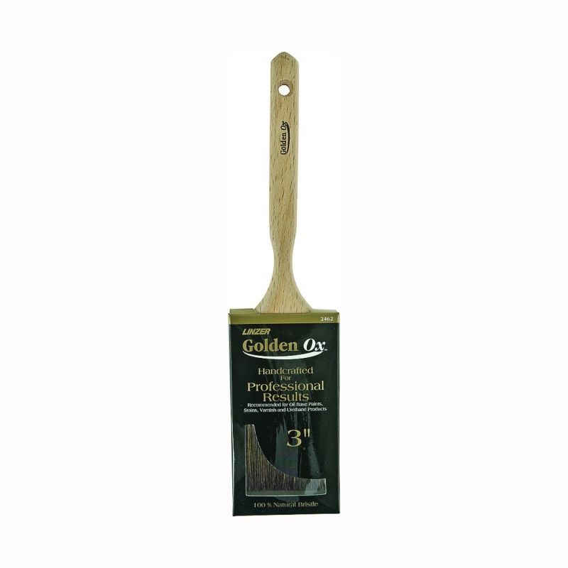 Linzer WC 2462-3 Paint Brush, 3 in W, 3 in L Bristle, Very Fine China Bristle, Flat Sash Handle Natural Handle