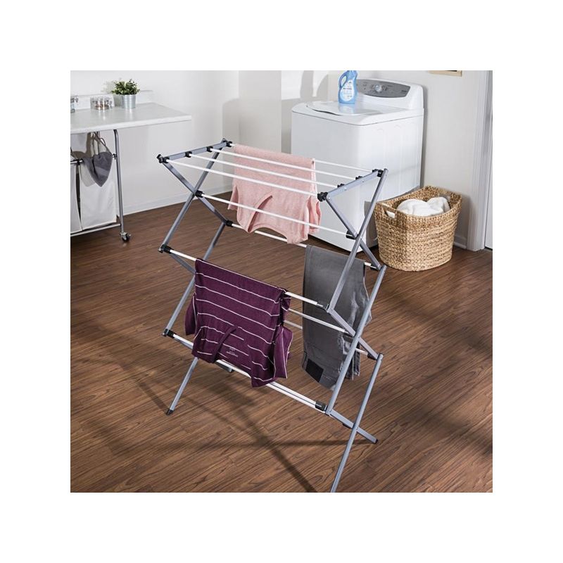 Honey-Can-Do DRY-01306 Collapsible Cloth Drying Rack, Steel, Silver, 15 in W, 42 in H, 30 in L Silver
