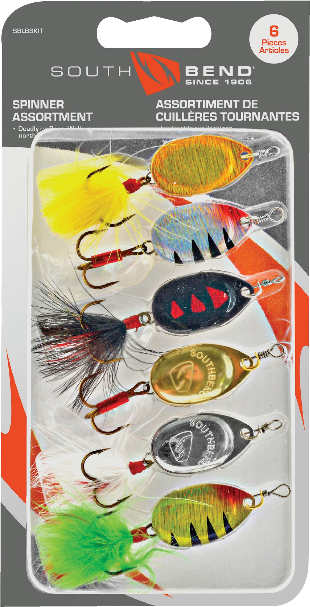 SouthBend Spinner With Dressed Treble Hooks Fishing Lure Kit