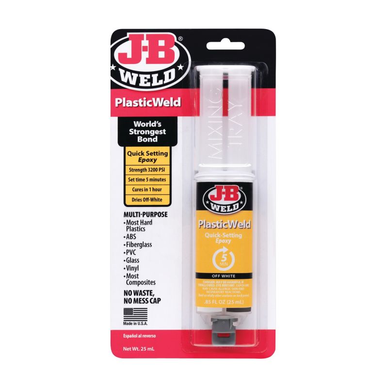 J-B Weld 50132 Epoxy Adhesive, Off-White, Liquid, 25 mL, Syringe Off-White