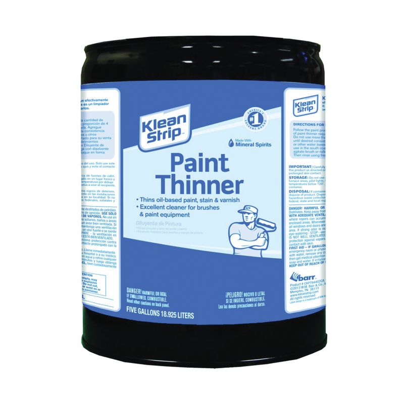 Klean Strip CKPT94402CA Paint Thinner, Liquid, Aromatic Hydrocarbon, Water White, 5 gal, Can Water White