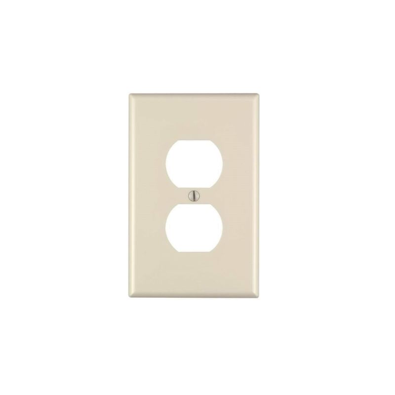 Leviton PJ8-I Receptacle Wallplate, 4-7/8 in L, 3-1/8 in W, Midway, 1 -Gang, Nylon, Ivory, Surface Mounting Midway, Ivory