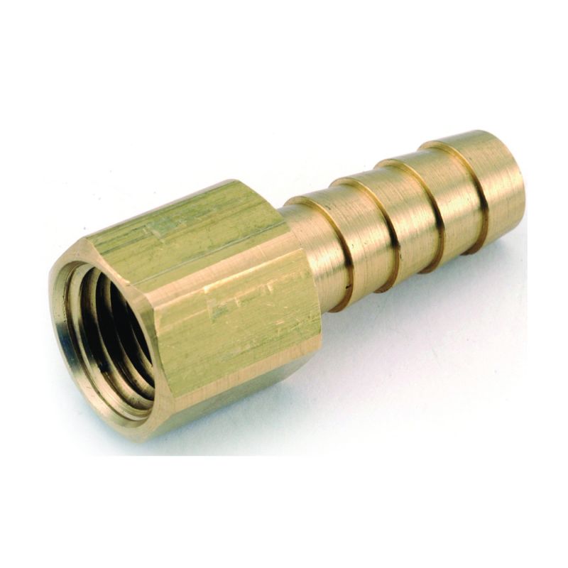 Anderson Metals 129F Series 757002-0606 Hose Adapter, 3/8 in, Barb, 3/8 in, FPT, Brass