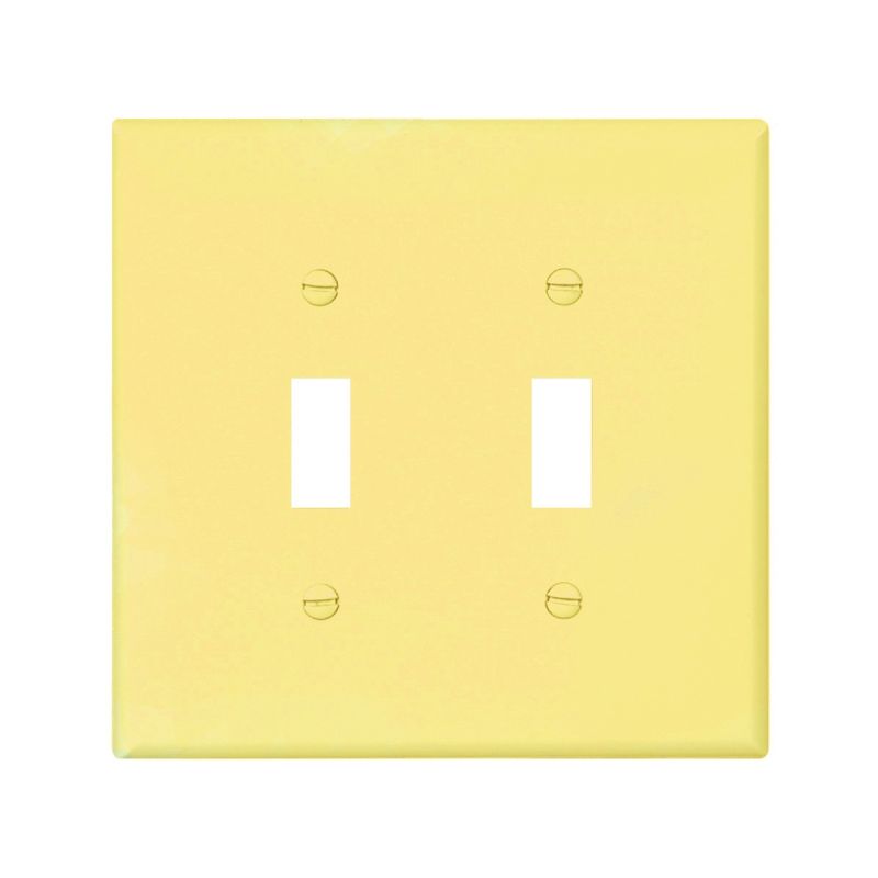Eaton Wiring Devices PJ2V Wallplate, 4-7/8 in L, 4.94 in W, 2 -Gang, Polycarbonate, Ivory, High-Gloss Ivory
