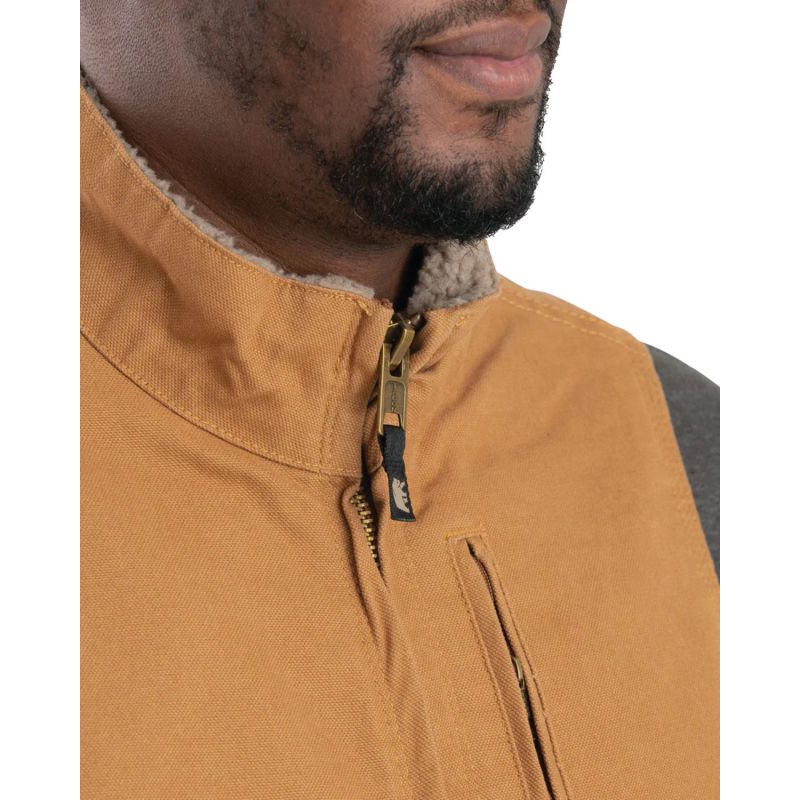 Berne Men&#039;s Sherpa-Lined Duck Vest 2XL, Brown Duck