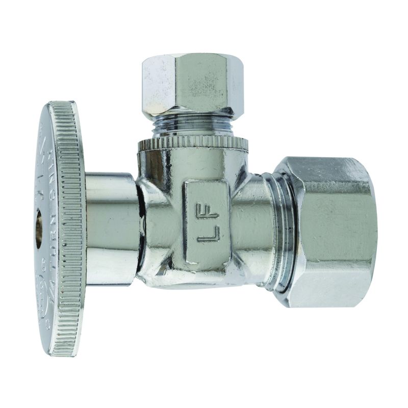 Plumb Pak PP2659PCLF Shut-Off Valve, 1/2 x 3/8 in Connection, Compression, Brass Body