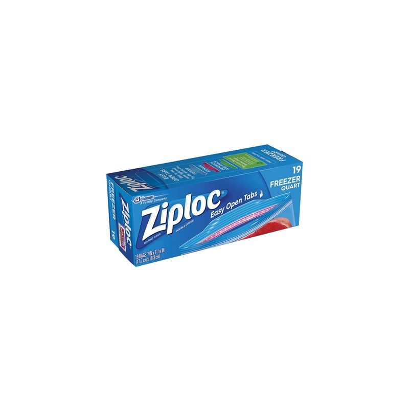 Ziploc 00388 Freezer Bag, 1 qt Capacity #VORG6065148, 00388
