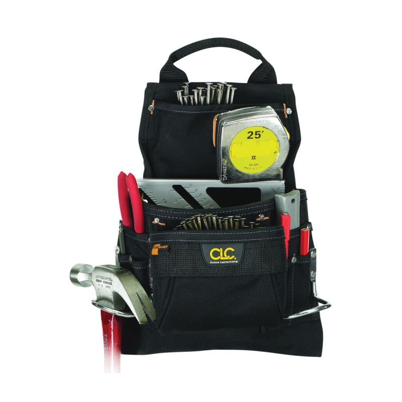 CLC Tool Works Series 5833 Nail/Tool Bag, 5 in W, 15.2 in H, 9-Pocket, Polyester, Black Black