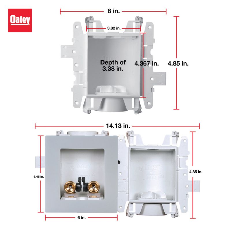 Oatey MODA 37743 Lavatory Supply Box, 3/8 in Connection, Copper, PVC, White White