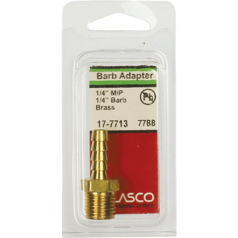 Lasco Brass Hose Barb X Male Pipe Thread Adapter 1/4&quot; MPT X 1/4&quot; Hose Barb