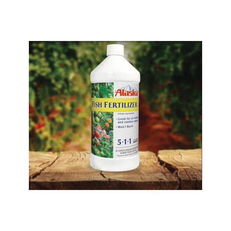 Alaska 100099247 Fish Fertilizer, 32 oz Bottle, Liquid, 5-1-1 N-P-K Ratio Brown