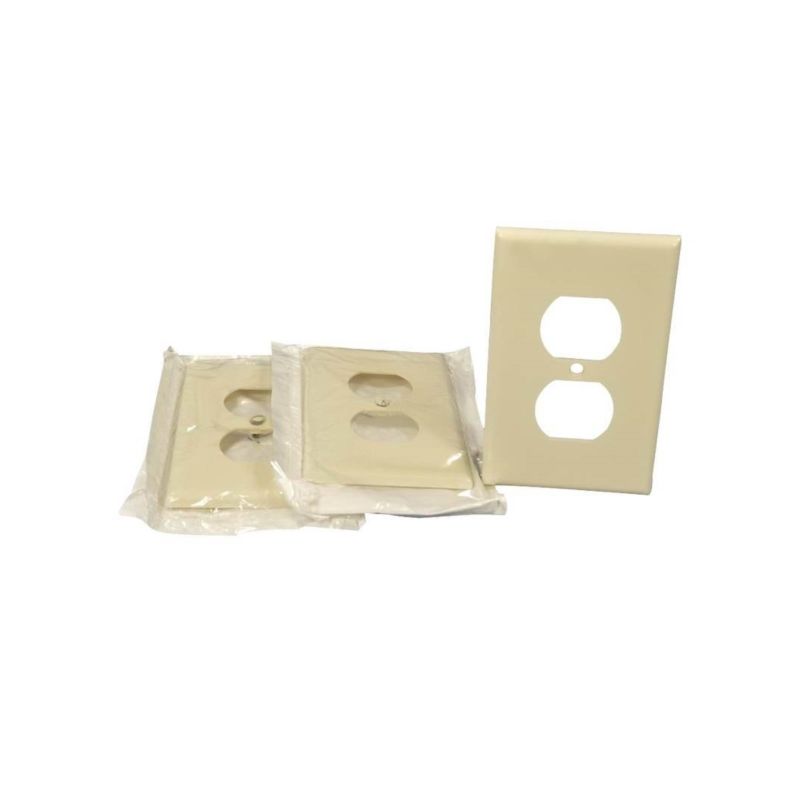 Leviton 80503-T Receptacle Wallplate, 4-7/8 in L, 3-1/8 in W, Midway, 1 -Gang, Plastic, Light Almond Midway, Light Almond
