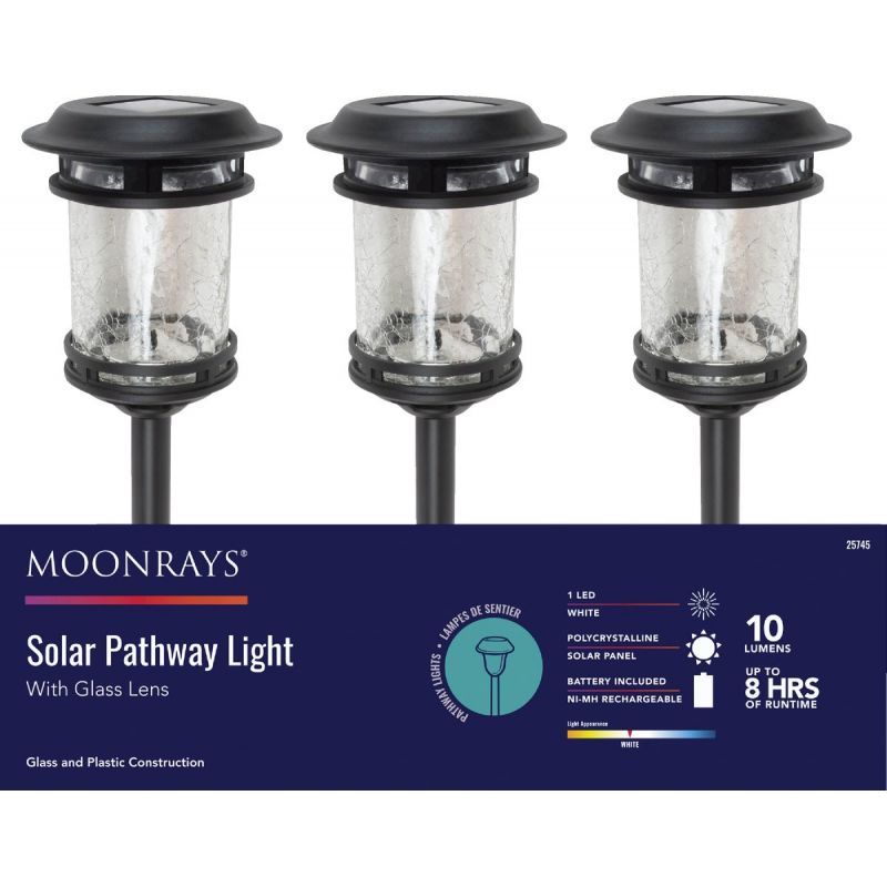 Fusion Crackle Glass Cylinder Solar Path Light Black (Pack of 6)