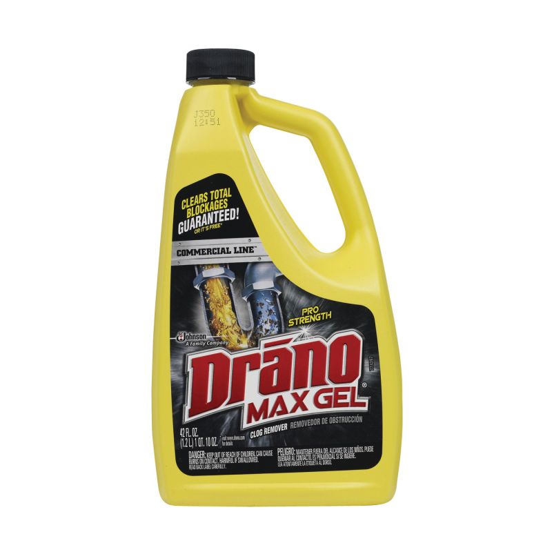 Drano Max Gel 22118 Clog Remover, Gel, Natural, Bleach, 42 oz Bottle Natural