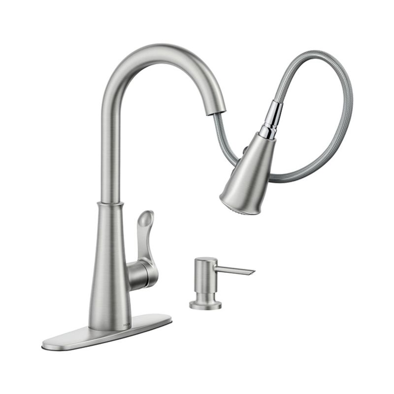 Moen Hadley Series 87245SRS Pull-Down Kitchen Faucet, 1.5 gpm, 1-Faucet Handle, 1-Faucet Hole, Metal, Stainless