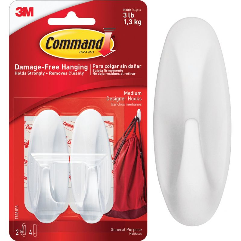 3M Command Designer Adhesive Hook White