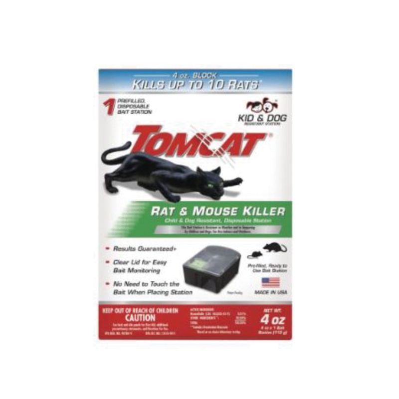 Tomcat 0370510 Disposable Rat and Mouse Killer, 4 oz Bait, 1 -Opening, Plastic, Black/Clear Black/Clear