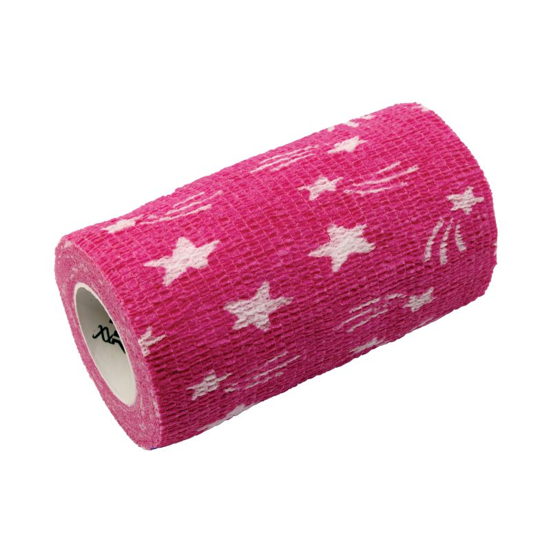 Ideal SyrFlex TA3400HPINP-4PK Stars Cohesive Bandage, 5 yd L, 4 in W, Rubber Latex Bandage, Pink Pink