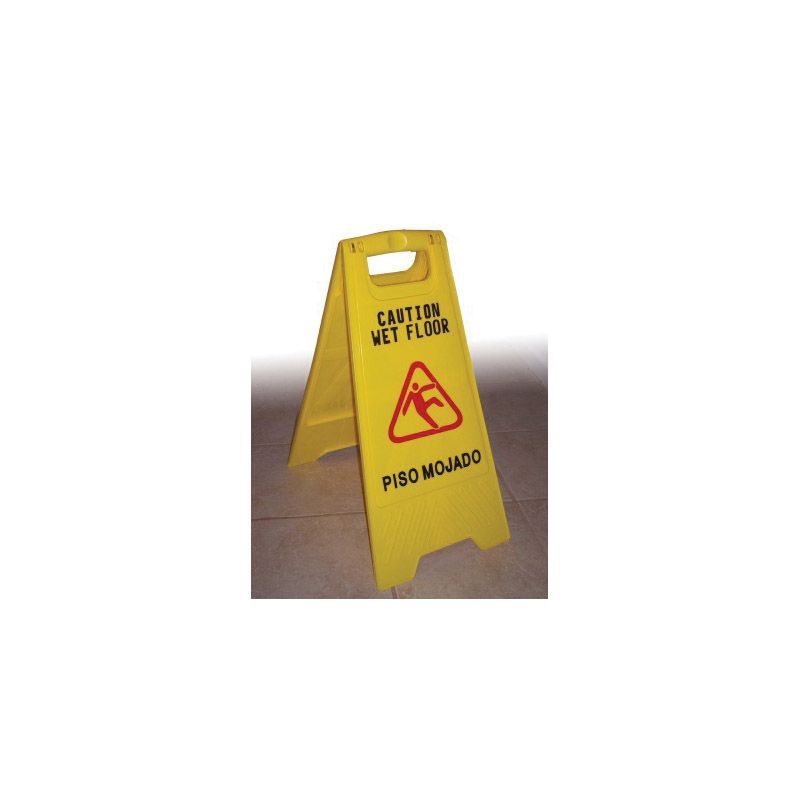 Zephyr 45100 Wet Floor Sign, CAUTION WET FLOOR, PISO MOJADO, English, Spanish