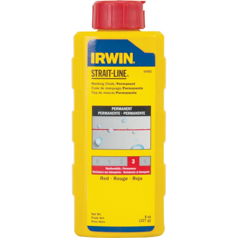 Irwin STRAIT-LINE Permanent Marking Chalk 8 Oz., Red