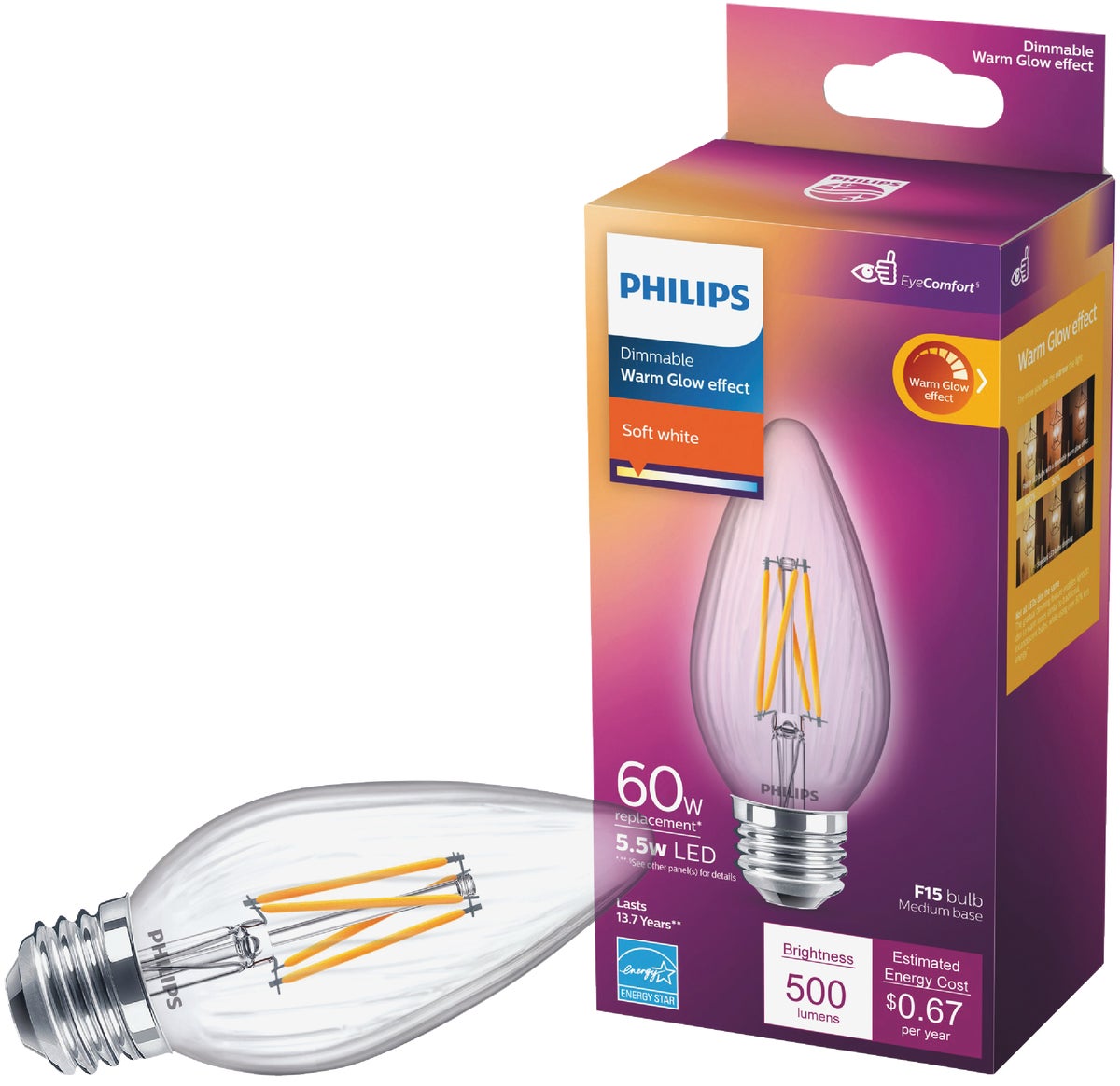 Interactie voedsel niet verwant Buy Philips Warm Glow F15 Medium Dimmable Post Light LED Decorative Light  Bulb