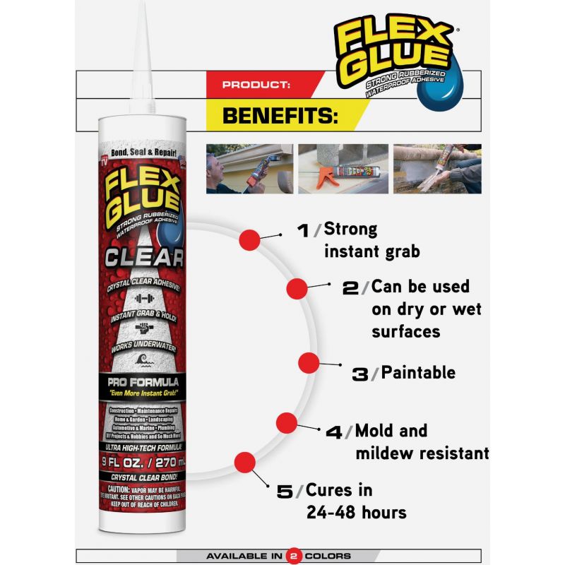Flex Glue Multi-Purpose Adhesive Clear, 9 Oz. (Pack of 6)