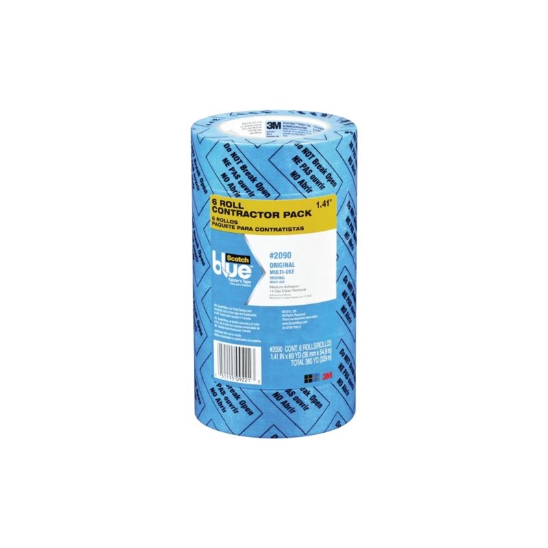 ScotchBlue 2090-36A-CP Painter&#039;s Tape, 60 yd L, 1-1/2 in W, Crepe Paper Backing, Blue Blue