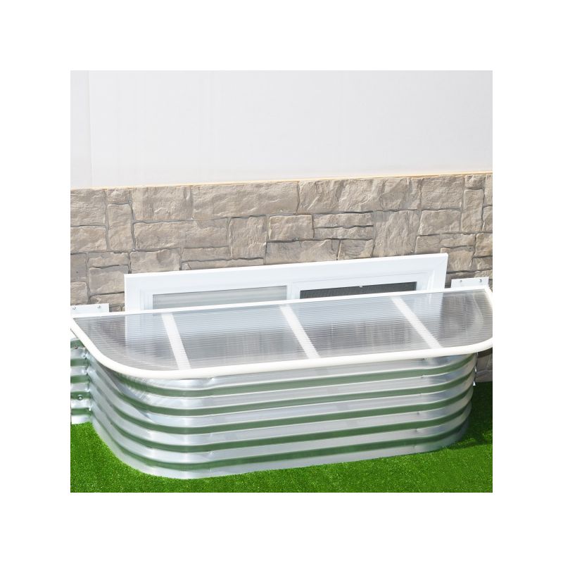 Conquest Steel 6624 Window Well Cover, 66 in L, 24 in W, Aluminum/Polycarbonate, Clear/White Clear/White
