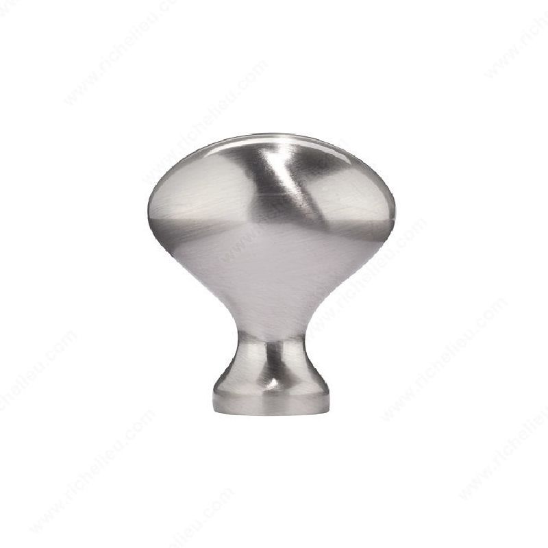 Richelieu BP4443195 Cabinet Knob, 1-5/16 in Projection, Metal, Brushed Nickel 1-3/16 In L X 25/32 In W, Traditional