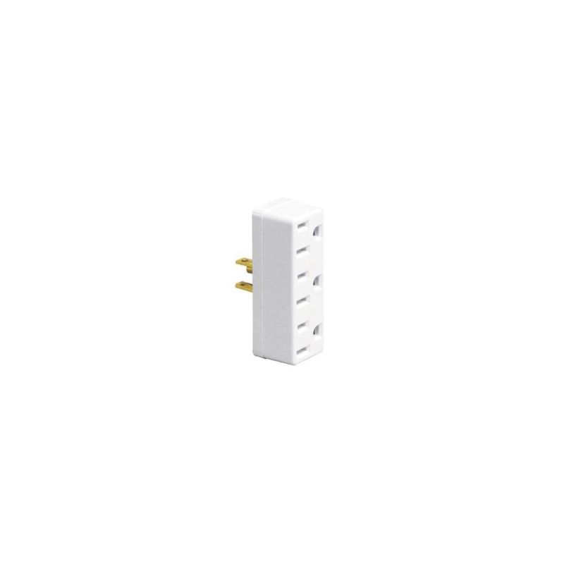 Leviton 007-00697-00W Triple Tap Outlet Adapter, 2 -Pole, 15 A, 125 V, 3 -Outlet, NEMA: NEMA 5-15R, 1-15R, White White