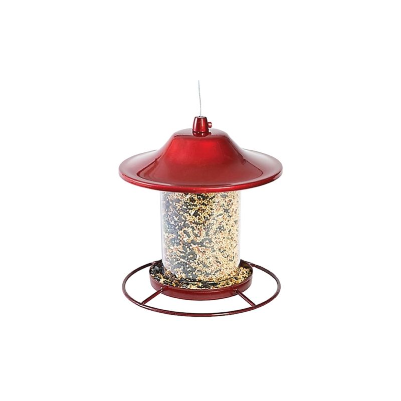 Perky-Pet 312R Panorama Bird Feeder, 9 in H, Perch, 2 lb, Red, Powder-Coated Red Sparkle Red